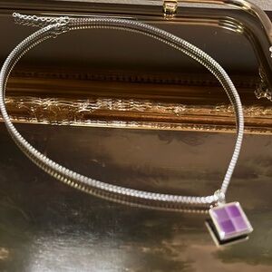 Silver Ombré Purple Pendant Necklace